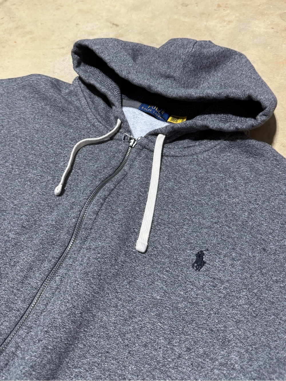 Polo Ralph Lauren Hoodie Sweatshirt Mens Big 4XB Gray Full Zip Fleece Logo Grey